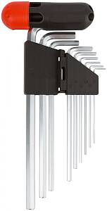Ключи шестигранные длинные ( 1,5-10 мм ) CrV, 9 шт. с пластик.Т-обр.ручкой FIT