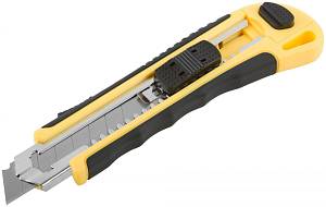 Нож технический 18 мм усиленный прорезиненный, кассета 3 лезвия, автозамена лезвия FIT