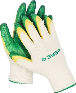 ЗУБР 2Л-13, размер L-XL, перчатки с двойным латексным обливом, 10 пар в упаковке 11459-К10