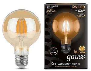 gauss 105802006 Лампа Filament на 6Вт Е27 G95 2400К-550Лм