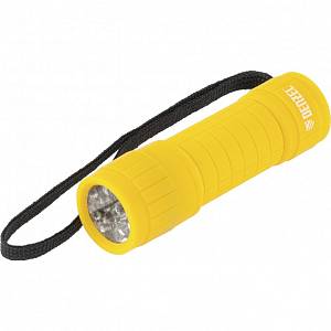 Фонарь светодиодный, желтый корпус с мягким покрытием, 9 Led, 3хААА Denzel 92613